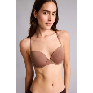 Defacto T8471AZBN307 Kahve Micro Kaplı Pedli Balenli Tişört Açık Kahverengi Bra