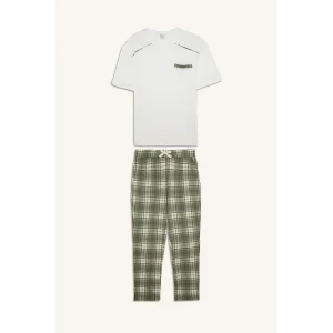 Defacto H8717AXWT34 Beyaz %100 Pamuk New Regular Fıt Kısa Kollu 2li Pijama Takımı