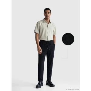 LCW Vision Siyah Regular Fit Keten Görünümlü Erkek Pantolon