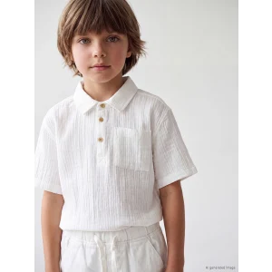 LCW Kids Beyaz Dokulu Erkek Çocuk Gömlek