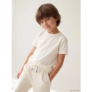 LCW Kids Bej Bisiklet Yaka Erkek Çocuk Tişört