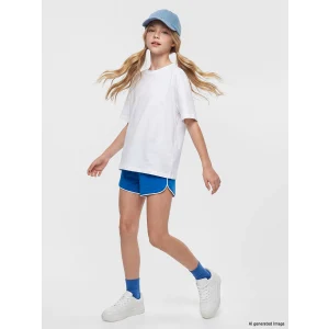 LCW Kids Mavi Beli Lastikli Kız Çocuk Soft Touch Şort