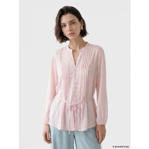 LCW Modest Pembe Pileli Kuşaklı Oversize Kadın Gömlek Tunik