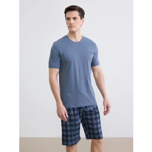LC WAIKIKI Lacivert Standart Kalıp Ekose Erkek Pijama Takımı