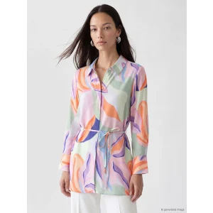 LCW EVERYDAY Karışık Beli Kuşaklı Desenli Kadın Gömlek Tunik