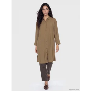 LCW Modest Yeşil Oversize Modal Karışımlı Kadın Gömlek Tunik