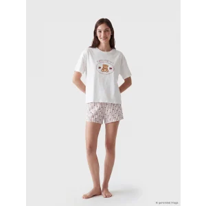 LCW Young Bordo Baskılı Kadın Şortlu Pijama Takımı