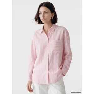LCW Modest Pembe Çizgili Oversize Kadın Gömlek Tunik