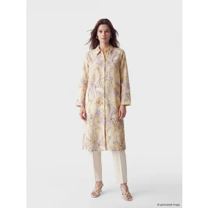 LCW Modest Ekru Desenli Poplin Kadın Gömlek Tunik