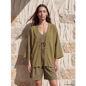 LCW EVERYDAY Haki Oversize Keten Karışımlı Kadın Kimono