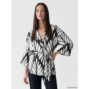 LCW EVERYDAY Siyah Şal Yaka Desenli Kadın Kimono