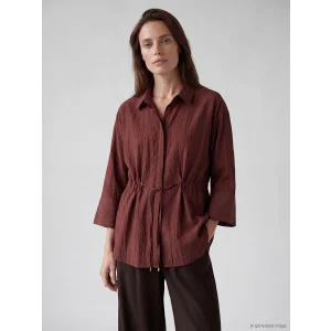 LCW EVERYDAY Kahverengi Çizgili Oversize Armürlü Kadın Gömlek