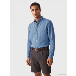 LCW Vision İndigo Regular Fit Keten Karışımlı Erkek Gömlek