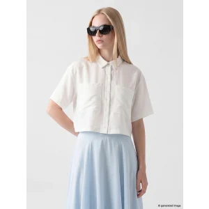 XSIDE Beyaz Oversize Kadın Crop Gömlek