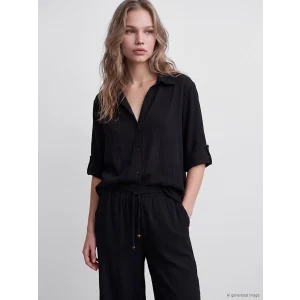 LCW Vision Siyah Oversize Kadın Gömlek