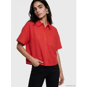LCW Vision Kırmızı Oversize Poplin Kadın Gömlek