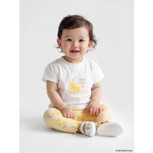 LCW baby Ekru Nakışlı Kız Bebek Tişört ve Tayt Takım