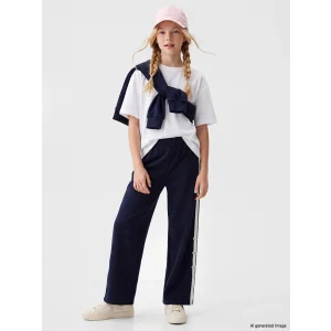 LCW Kids Lacivert Geniş Paça Kız Çocuk Soft Touch Eşofman Altı
