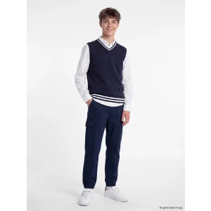LCW Kids Lacivert Erkek Çocuk Gabardin Kargo Pantolon