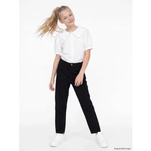 LCW Kids Siyah Regular Fit Kız Çocuk Gabardin Pantolon