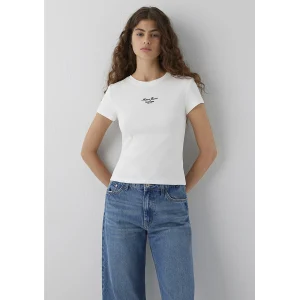 Mavi 1614199-70057 Mavi Logo Baskılı Ekru Tişört