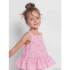 LCW Kids Pembe Papatya Desenli Kız Çocuk Şortlu Takım