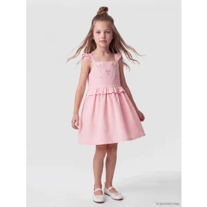 LCW Kids Pembe Kare Yaka Taşlı Kız Çocuk Elbise