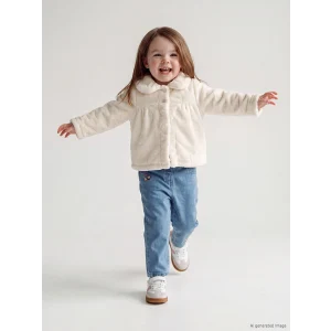 LCW baby Ekru Bebe Yaka Kız Bebek Pelüş Hırka