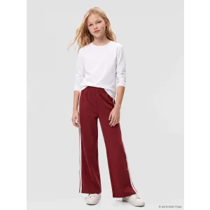 LCW Kids Bordo Geniş Paça Kız Çocuk Soft Touch Eşofman Altı