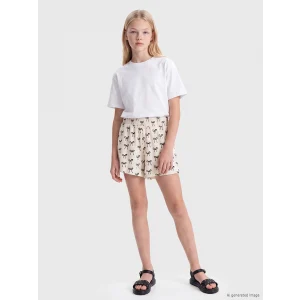 LCW Kids Ekru Fiyonk Baskılı Kız Çocuk Şort