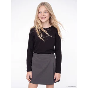 LCW Kids Siyah Bisiklet Yaka Basic Kız Çocuk Tişört