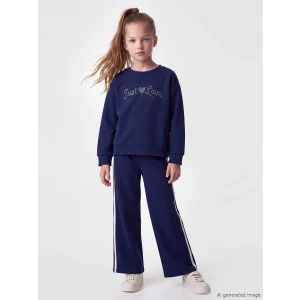LCW Kids Lacivert Taşlı Kız Çocuk Soft Touch Takım