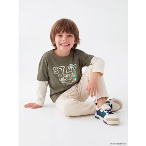 LCW Kids Haki Erkek Çocuk Uzun Kollu Tişört