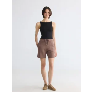 LCWAIKIKI Basic Kahverengi Beli Lastikli Soft Touch Kadın Şort
