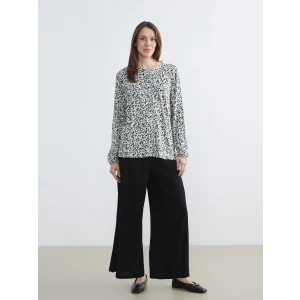 LCW Grace Siyah Beli Lastikli Geniş Paça Kadın Pantolon