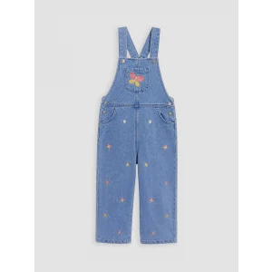 LCW Kids Mavi Nakışlı Kız Çocuk Jean Salopet