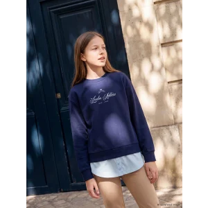 LCW Kids Lacivert Bisiklet Yaka Baskılı Kız Çocuk Sweatshirt