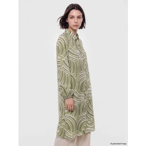 LCW Modest Yeşil Desenli Kadın Gömlek Tunik