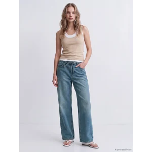 LCW Jeans İndigo Beli Lastikli Wideleg Kadın Jean Pantolon