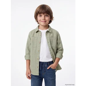 LCW Kids Yeşil Gabardin Erkek Çocuk Gömlek