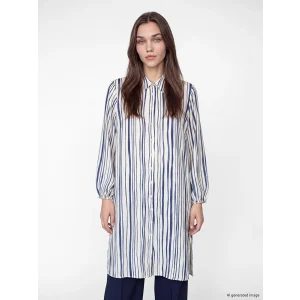 LCW Modest Lacivert Çizgili Kadın Gömlek Tunik