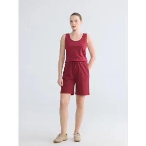 LCWAIKIKI Basic Bordo Beli Lastikli Kadın Şort