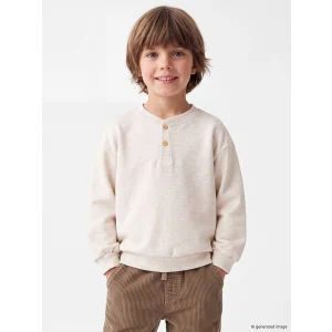 LCW baby Beyaz Bisiklet Yaka Düğmeli Erkek Çocuk Sweatshirt
