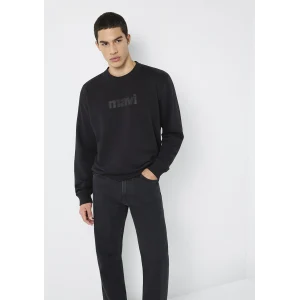 Mavi 0S10551-900 Mavi Logo Baskılı Bisiklet Yaka Siyah Sweatshirt