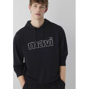 Mavi 0S10196-900 Mavi Logo Baskılı Siyah Sweatshirt