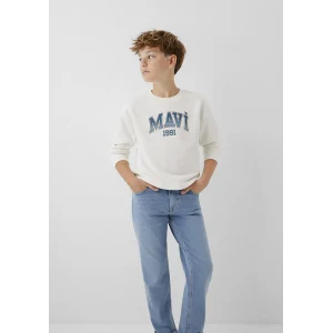 Mavi 6S10218-70057 Mavi Logo Baskılı Ekru Sweatshirt