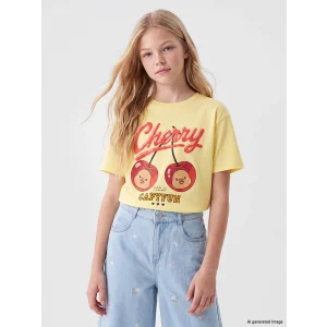 LCW Kids Sarı Bisiklet Yaka Capyfun Baskılı Kız Çocuk Tişört