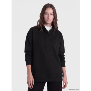 LCW Modest Siyah Soft Touch Oversize Kadın Sweatshirt Tunik