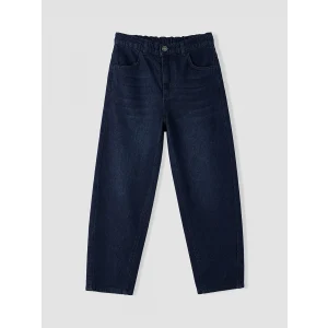 LCW Kids Siyah Baggy Fit Beli Lastikli Erkek Çocuk Jean Pantolon