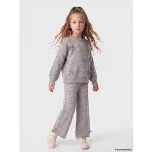 LCW Kids Gri Fiyonk Detaylı Kız Çocuk Triko Takım